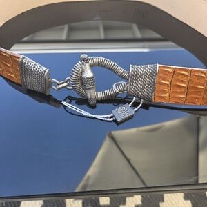 Garuglieri brown Croc 1.5" belt made In  Italy.